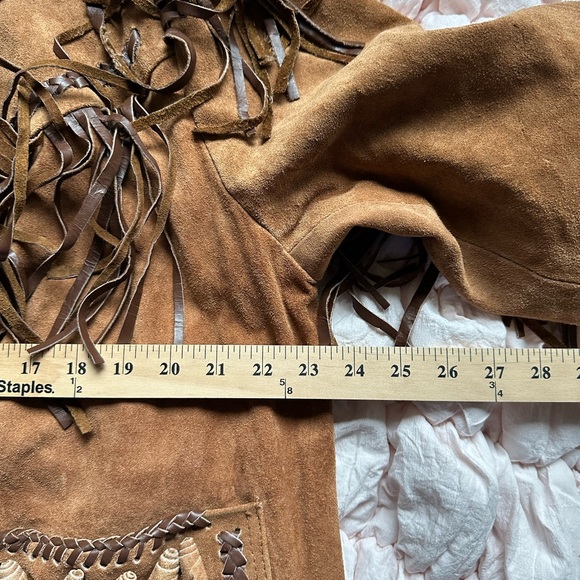 Vintage Western Fringe Suede Leather Jacket Tan Brown Men’s XL Heavy Quality - Picture 6 of 9
